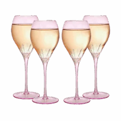 Paris Collection Crystal Pink Balloon Wine Glasses, Red & White Wines 14 Oz Set Of 4 By The Wine Savant - Extraordinary Parisian Glass, For Wedding Beautiful Present Anniversary Birthday Women Men Bar