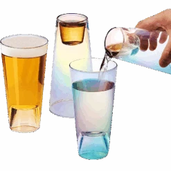 Shot In The Pint Glass, Take A Shot Funny Beer Glass/Mug 4-Set 7"H The Wine Savant - Beers Pilsner Tumblers Perfect For Entertaining, Home Bar, Weddings, Parties, Funny Gifts 21oz (640mL) (Iridescent)