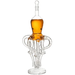 Tall Octopus Whiskey And Wine Decanter 500ml 16.5" H By The Wine Savant - Extraordinary Detail, Kraken Sea, Nautical Gifts, Sea Lover Gifts!