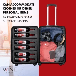 Wine Suitcase For Airplanes 12 Bottle, With Wine Carrier Cases Bags, Black Luggage Carrier With TSA Approved Lock And Removable Inserts To Carry Wine Liquor Alcohol During Travel, Gift For Wine Lovers -Refined Spirits Store qwefqewqw 2
