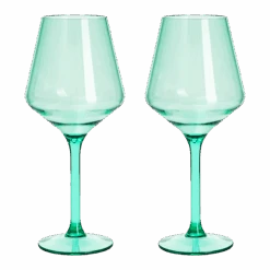 Floating Wine Glasses For Pool - Set Of 2-15 OZ Shatterproof Poolside Wine Glasses, Tritan Plastic Reusable Stemware, Beach Outdoor Cocktail, Wine, Champagne, Water Glassware - Spring Summer (Green)