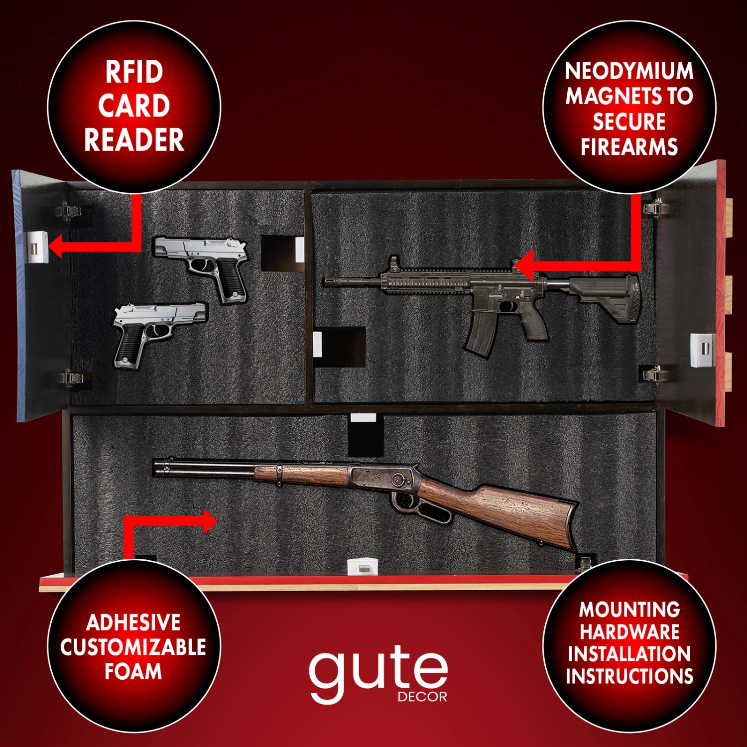 Tactical Rustic Hidden American Flag Gun Storage With Trap Door, Wall Storage | 35" X 22.5" | Firearm, Magazine And Knives Storage Easy Installation | Secure & Safe Compartment 5 Tactical Rustic Hidden American Flag Gun Storage With Trap Door, Wall Storage | 35" X 22.5" | Firearm, Magazine And Knives Storage Easy Installation | Secure & Safe Compartment - Image 5