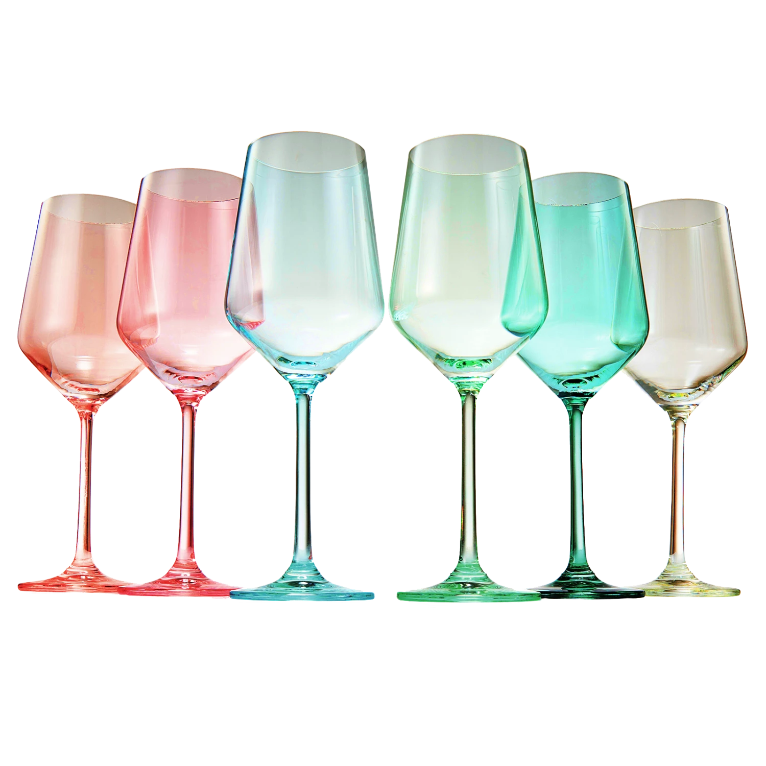 Colored Crystal Wine Glass Set Of 6, Gift For Mothers Day, Her, Wife, Mom Friend - Large 12 Oz Glasses, Unique Italian Style Tall Drinkware - Red & White, Dinner, Beautiful Glassware - (Summer) 1 Colored Crystal Wine Glass Set Of 6, Gift For Mothers Day, Her, Wife, Mom Friend - Large 12 Oz Glasses, Unique Italian Style Tall Drinkware - Red & White, Dinner, Beautiful Glassware - (Summer)