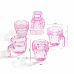Cactus Stackable Glasses, Stacktus Gifts, Set Of 6-10 Oz Cactus Shape Glasses With Handles Pink Glass Blown Figurines Plant Decorations For Parties 3.5" H 5" W - Copyright Design, Patent Pending -Refined Spirits Store vaes