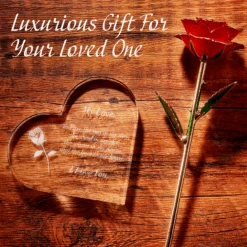 Anniversary, Birthday & Everyday 24K Gold Rose Love Box For Wife, Her, Women - Engraved Wooden Set 'To My Beautiful Love' Inscription, Includes Crystal Heart - For Birthday 1st Anniversaries -Refined Spirits Store valentinesinfo3 1