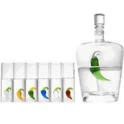 Tequila Decanter Set With Pepper Decanter And 6 Jalapeño Shot Glasses Set, Perfect For Holiday Gifts For Tequila Lovers, 25 Ounce Bottle, 3 Ounce Shot Glasses Cinco De Mayo, Reposado Gift (Pepper)