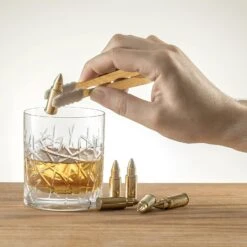 Bullet Whiskey Chillers Stones - 1.75in Whiskey Rocks By The Wine Savant Set Of 6 - Stainless Steel Bullet Shaped Ice Cubes, Gift Box Come, Tongs And Storage Bag, Whiskey Or Scotch Rocks (Gold) -Refined Spirits Store wine3 7e2cf1a6 5516 47d3 bc0b 2880957340bb