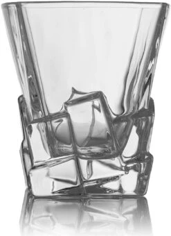 Crystal Wine And Whiskey Iceberg Mountain Glacier Decanter With 4 Glasses And Wood Tray - The Wine Savant -Refined Spirits Store withtray4