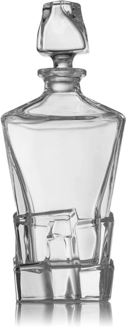 Crystal Wine And Whiskey Iceberg Mountain Glacier Decanter With 4 Glasses And Wood Tray - The Wine Savant -Refined Spirits Store withtray5