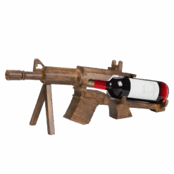 Gun AR15 Wine Bottle Holder 23" L - Gun Wine Bottle Holder - Great Gift For Gun Enthusiasts And Wine Lovers! Elegant Drinking Party Accessory! (Wood)