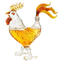 Cock - Chicken Decanter 500ml Whiskey And Wine Decanter - By The Wine Savant, Rooster Glass Decanter For Whiskey, Scotch, Spirits, Wine Or Vodka For Whiskey Lovers